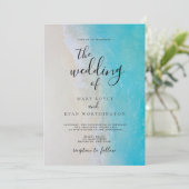 Summer Beach Blue Ocean Beach Hochzeitseinladungen Einladung (Stehend Vorderseite)