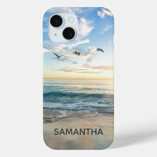 Summer Beach Blue Personalisiert Name Case-Mate iPhone Hülle (Rückseite)