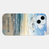 Summer Beach Blue Personalisiert Name Case-Mate iPhone Hülle (Rückseite (Horizontal))