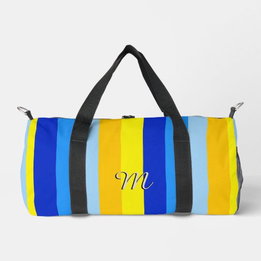 Summer Beach Blue und Yellow Strips Personalisiert Duffle Bag (Vorderseite)