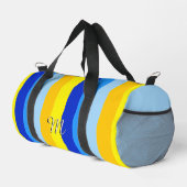 Summer Beach Blue und Yellow Strips Personalisiert Duffle Bag (Rechte Ecke)