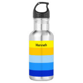 Summer Beach Blue und Yellow Strips Personalisiert Edelstahlflasche (Vorderseite)