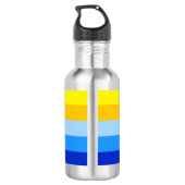 Summer Beach Blue und Yellow Strips Personalisiert Edelstahlflasche (Rückseite)