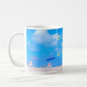Summer Beach Blue White Happy Pension Geschenk Kaffeetasse (Links)