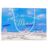 Summer Beach Blue White Happy Rente Große Geschenktüte (Rückseite)