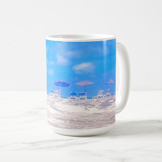 Summer Beach Blue White Kaffeetasse (VorderseiteRechts)