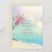 Summer Beach Bokeh QR Code UAWG Wedding Einladung (Vorne/Hinten)