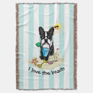 Summer Beach Boston Terrier Dog (schwarz) Niedlich Decke
