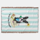 Summer Beach Boston Terrier Dog (schwarz) Niedlich Decke (Vorderseite)