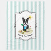 Summer Beach Boston Terrier Dog (schwarz) Niedlich Fleecedecke (Vorderseite)