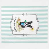 Summer Beach Boston Terrier Dog (schwarz) Niedlich Fleecedecke (Vorderseite (Horizontal))