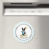 Summer Beach Boston Terrier Dog (schwarz) Niedlich Magnet (In Situ (Geschirrspüler))