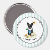 Summer Beach Boston Terrier Dog (schwarz) Niedlich Magnet (Vorderseite/Rückseite)