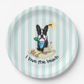 Summer Beach Boston Terrier Dog (schwarz) Niedlich Pappteller (Vorderseite)