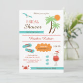 Summer Beach Bridal Dusche Einladung (Stehend Vorderseite)
