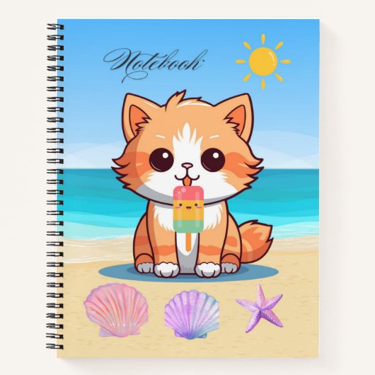 Summer Beach Cat Notizblock (Vorderseite)