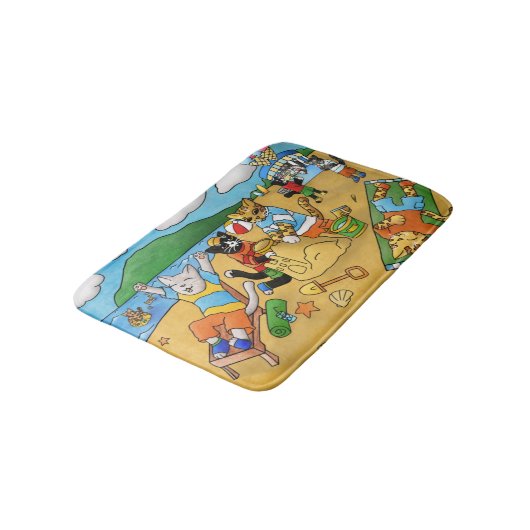 Summer Beach Cats Badematte (Schrägansicht)