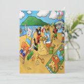 Summer Beach Cats Karte (Stehend Vorderseite)
