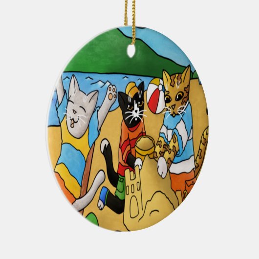 Summer Beach Cats Keramik Ornament (Rechts)