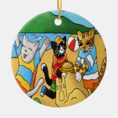 Summer Beach Cats Keramik Ornament (Vorne)