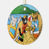 Summer Beach Cats Keramik Ornament (Links)