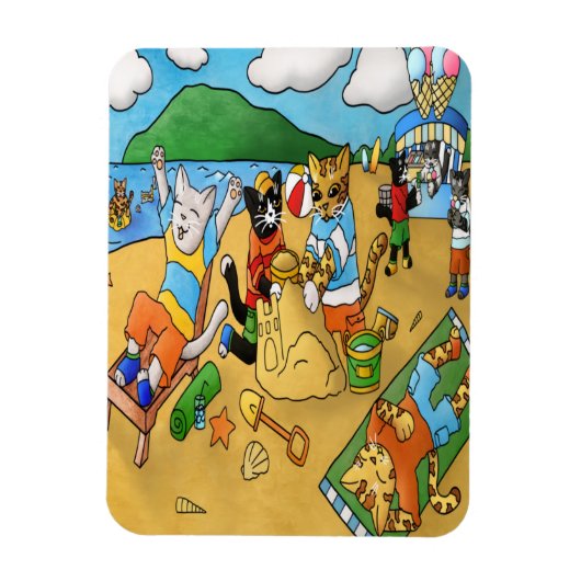 Summer Beach Cats Magnet (Vertikal)
