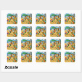Summer Beach Cats Quadratischer Aufkleber (Blatt)