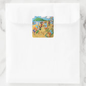 Summer Beach Cats Quadratischer Aufkleber (Tasche)