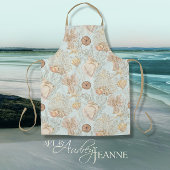 Summer Beach CoastSea Muschel Wasserfarbe Blauer T Schürze