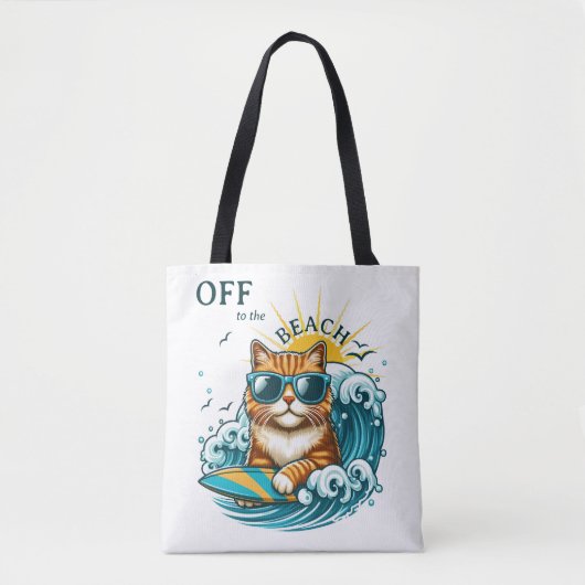Summer Beach Cool Surf Cat Tasche (Vorderseite)