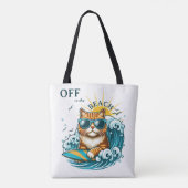 Summer Beach Cool Surf Cat Tasche (Rückseite)