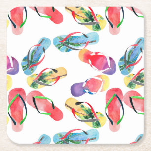 Summer Beach Flip Flops Muster Rechteckiger Pappuntersetzer