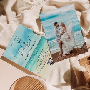 Summer Beach Foto Hochzeit QR-Code Einladung