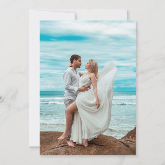 Summer Beach Foto Hochzeit QR-Code Einladung (Vorderseite)