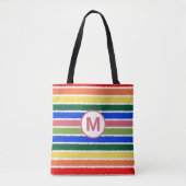 Summer Beach Fun Regenbogenstreifen Monogram Tasche (Vorderseite)