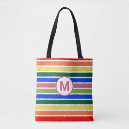 Summer Beach Fun Regenbogenstreifen Monogram Tasche