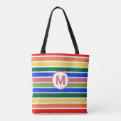 Summer Beach Fun Regenbogenstreifen Monogram Tasche (Rückseite)