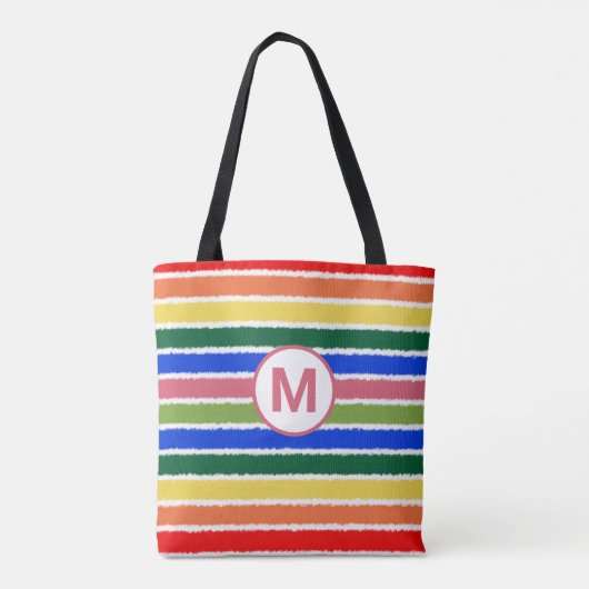 Summer Beach Fun Regenbogenstreifen Monogram Tasche (Rückseite)