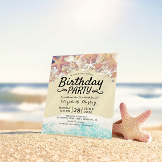 Summer Beach Geburtstagsparty Starfish Muscheln Einladung