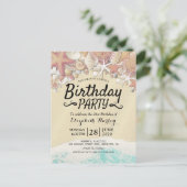 Summer Beach Geburtstagsparty Starfish Muscheln Einladungspostkarte (Stehend Vorderseite)