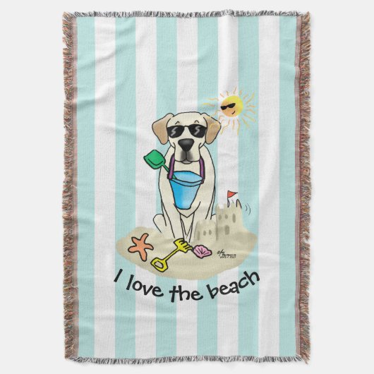 Summer Beach Gelbe Labrador Labrador Retriever Dog Decke (Vorderseite Vertikal)