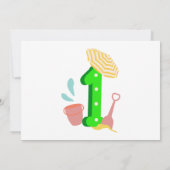 Summer Beach Gender Neutral 1. Geburtstag Foto Einladung (Rückseite)