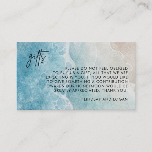 Summer Beach Geschenk Registry Honeymoon Fund Hoch Begleitkarte (Vorderseite)