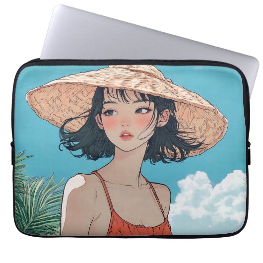 Summer Beach Girl Anime Laptop Sleeve (Vorderseite)