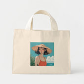 Summer Beach Girl Anime Tiny Tote Bag Mini Stoffbeutel (Vorne)