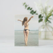 Summer Beach Girl Foto Postkarte (Stehend Vorderseite)