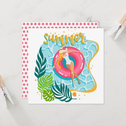 Summer Beach Girl Grußkarte Karte (Vorderseite/Rückseite Beispiel)