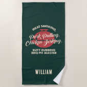 Summer Beach GRILLEN Pit Master Green Custom Strandtuch (Vorderseite)