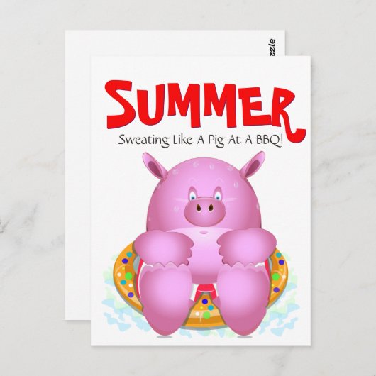 Summer Beach GRILLEN Pool Party Whimsical Cartoon  Postkarte (Vorne/Hinten)