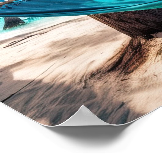 Summer Beach Hammock Ocean Vacation Palmen Poster (Ecke)